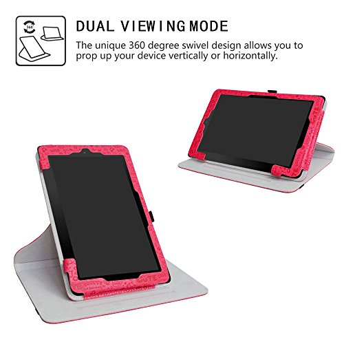 Liushan LS00002-3 Rca 10 Viking/Ii Pro/Cambio W101 V2 Case,Liushan 360 Degree Rotation Stand Pu Leather With Cute Pattern Cover For 10.1 Inch Rca 10 Viking Pro/Viking Ii Pro/Cambio W101 V2 Tablet,Rose Red thumb #2