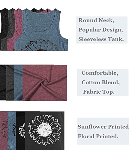 Sunflower Tank Women Funny Sunflower Graphic Sleeveless Shirts Summer Athletic Causal Beach Holiday Tee Hiking Top,Purple L #TOP3