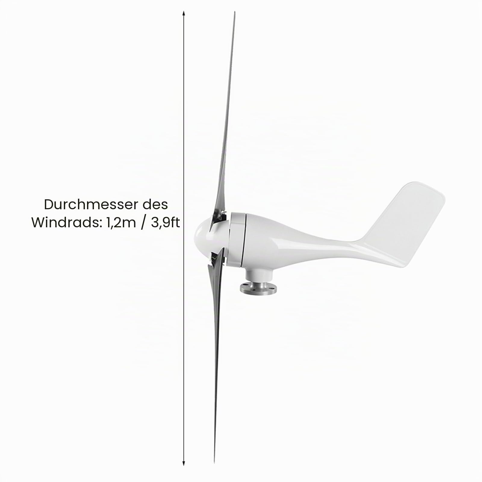 1200 W Kleine Windturbine, Kleiner Windgenerator, 1200 W Windgenerator, 3-Blatt-Windturbine, DC 12 V, 24 V, 48 V, Turbinen-Windgenerator für das Aufladen von Schiffen zu Hause