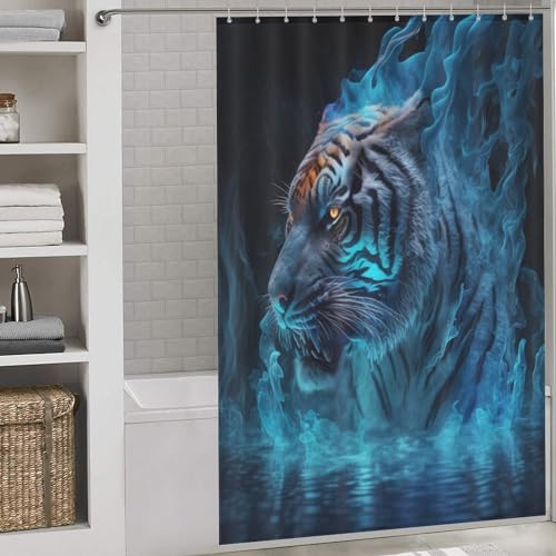 Rideau de douche tigre en polyester pour transformer le style de la baignoire - 2