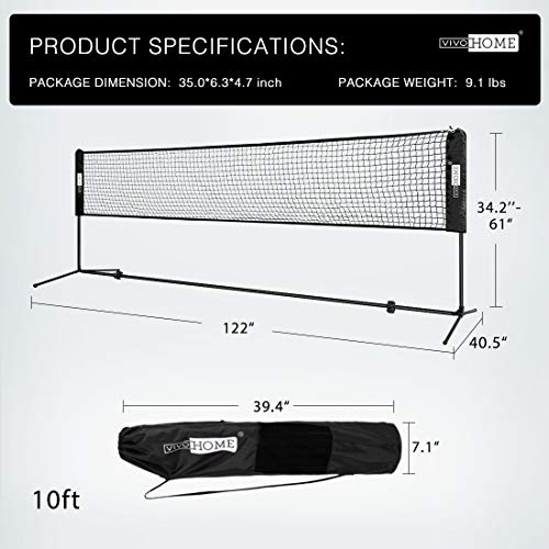 image for VIVOHOME Portable 14ft Height Adjustable Outdoor Badminton Net Set wit