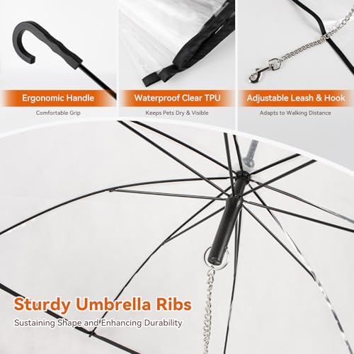 Lesypet Regenschirm mit Leine für kleine Haustiere, Regenschirm für Hunde, passend für 50,8 cm Rückenlänge