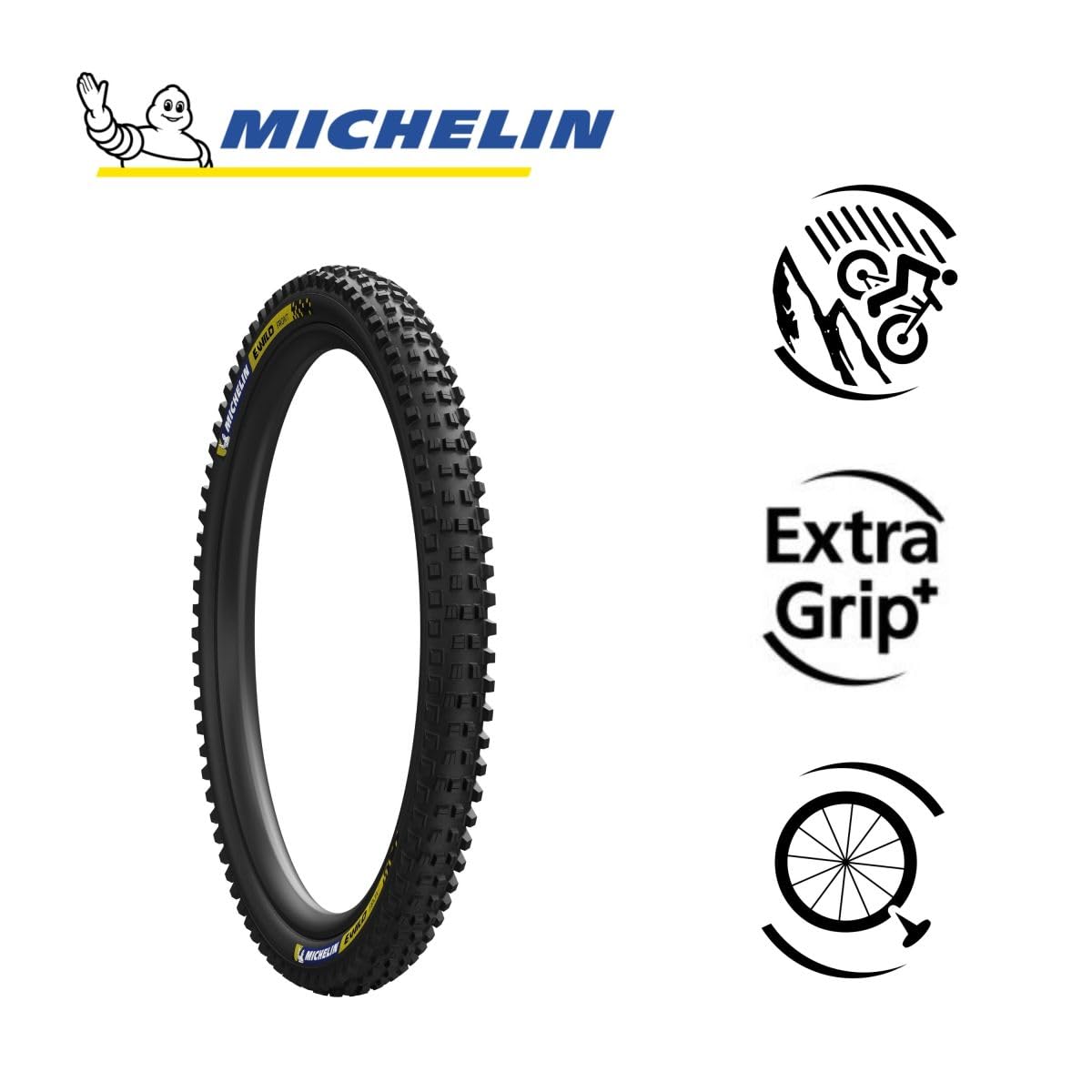MICHELIN - Lot de 2 Pneus VTT E-Wild Tubeless Ready ou TS pour VTTAE Avant et/ou Arrière Disponible en Plusieurs Dimensions et Configurations