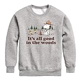 HYBRID APPAREL - Peanuts - All Good In The Woods - Toddler & Youth Crewneck Fleece Sweatshirt - Size 2T Athletic Heather
