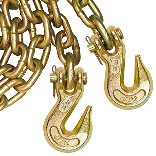 Vulcan Binder Chain With Clevis Grab Hooks - Grade 70-3/8 Inch X 20 Foot - 2 Pack - 6,600 Pound Safe Working Load #TOP1