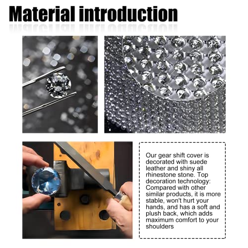 Stymart Bling Bling Auto Shift Gear Cover, Auto Shift Gear Cover, Luster Crystal Car Knob Gear Stick Protector, Car Knob Gear Stick Protector,Universal Vehicle Decoration Accessories (White) #TOP4