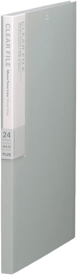Plus Clear File A4 Vertical 24 Pockets Deja Vu 89-610 Silver Gray