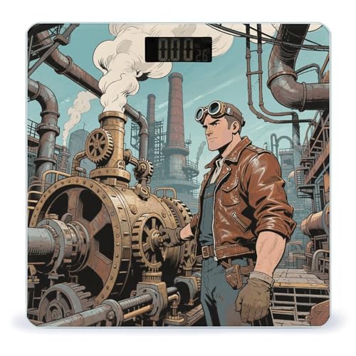 Báscula de Baño Digital Steampunk Factory con Vidrio Templado miniatura 1