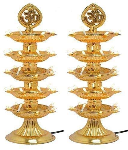 NKMD Electric Gold LED Bulb Lights Diya/Deep/Deepak for Pooja/Puja/Mandir Diwali Festival Decoration || Made in India Product