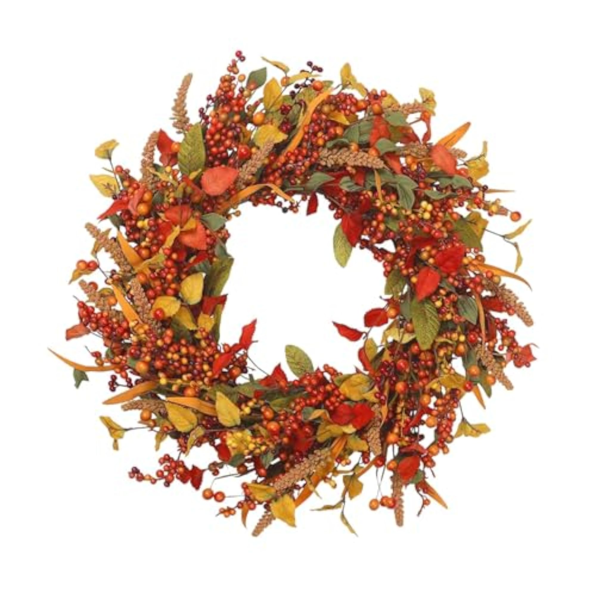 Fall Wreath with Leaves Decorative Fall Berries Wreath