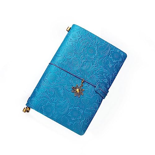 aoaoway Diario de cuero recargable, cuaderno hecho a mano con marcapáginas para hombres y mujeres, cuaderno vintage perfecto para escribir, regalos, viajeros (azul, A5)