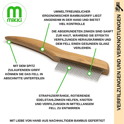 Mikki 6280022 Medium Fellentfilzer aus Bambus, für mittellanges und langes Fell, Für Hunde und Katzen, Hergestellt aus nachhaltigem Bambus, 48 g, braun