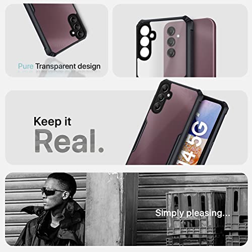 Image of Pikkme Samsung Galaxy A14 4G / A14 5G Back Cover | Crystal Clear Transparent Back | Ultra Hyrbid | Full Camera Protection | Raised Edge | Bumper Back Case (Plastic, Black)