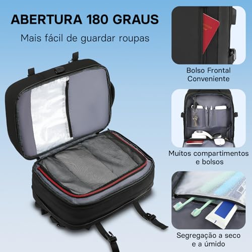 Mochila de Viagem Expansivel Masculina Feminina Para Notebook