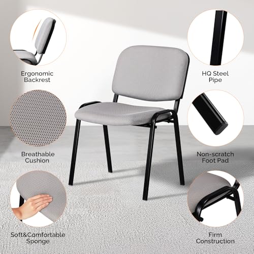Image of VINGLI Waiting Room Stacking Chairs, 5-Pack Mesh Church Conference Stackable Chair Set, for Office Guest & Reception Meeting Rooms, Lobby, Simple&Space-Saving, Mesh-Grey