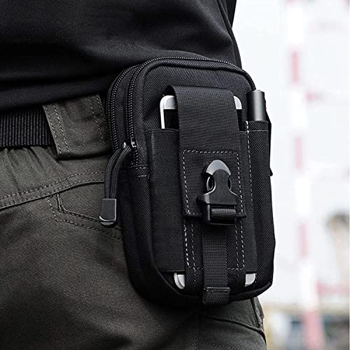 flintronic Taktische Hüfttaschen, Militär Kompakt Gürteltasche Multifunktional Bauchtasche Tasche Beutel für Camping Wandern Radfahren Klettern und Reisen Mit Karabiner, Schwarz