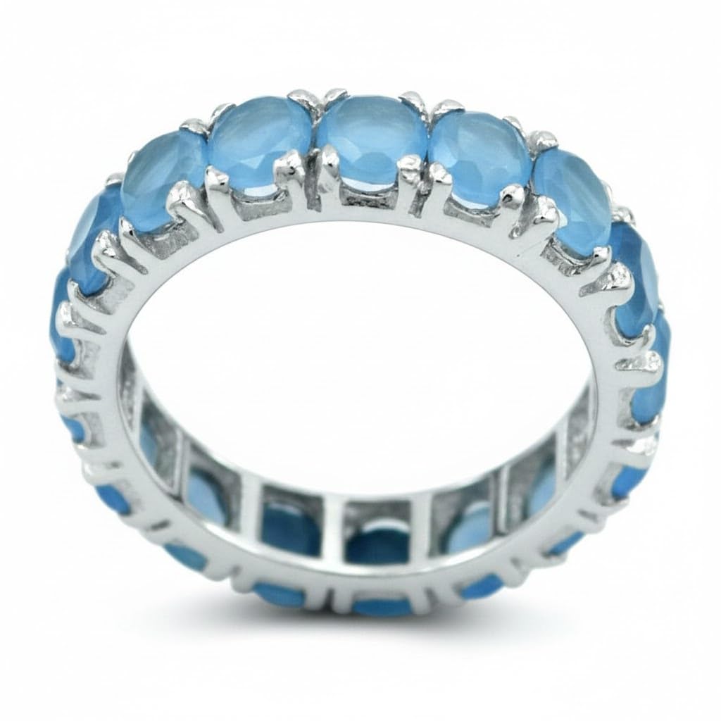55Carat Choose Your Color Natural Gemstone Sterling Silver Band Ring Birthstone Friendship Love Size 5-13