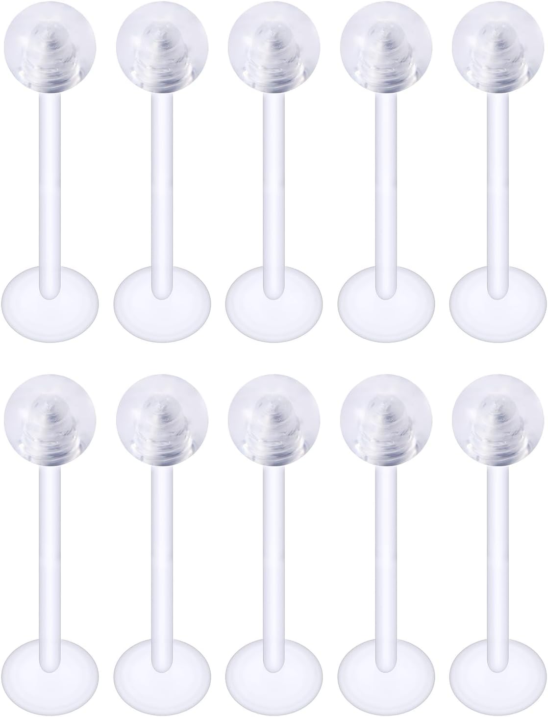 16G 14G Clear Plastic Cheek Dimple Tongue Rings Piercing Rtainer for Surgery Flexible Bioflex Extra Long Lip Labtert Monroe Medusa Rings Studs for Women Men 16mm 19mm