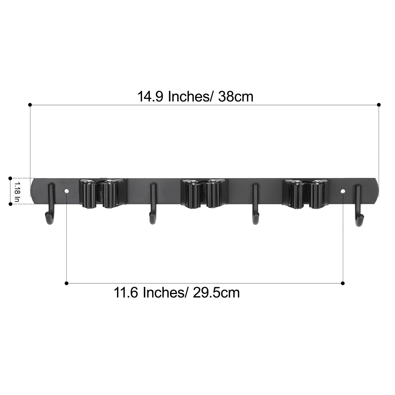 voze 3 estantes y 4 ganchos para fregona y escoba, soporte de pared, autoadhesivo resistente, organizador de escobas, estantes de almacenamiento para cocina, jardín, lavandería, garaje