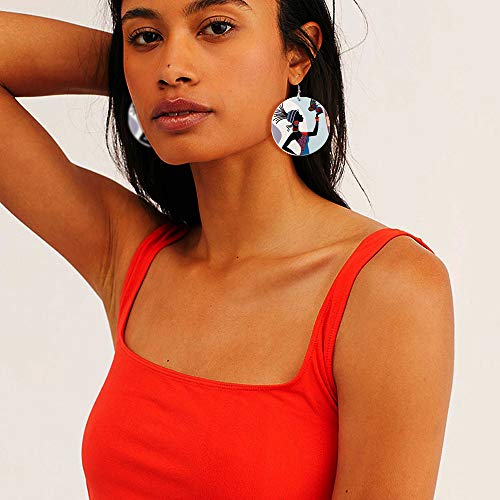 Bomail 20Pairs African Wooden Earrings For Women Round Wood Painted Earring Drop Earring Ethnic Style #TOP2