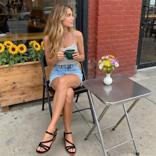 Image of Wedge Sandals for Women Dressy, Comfortable Summer Low Wedges Womens Open Toe Strappy Sandal