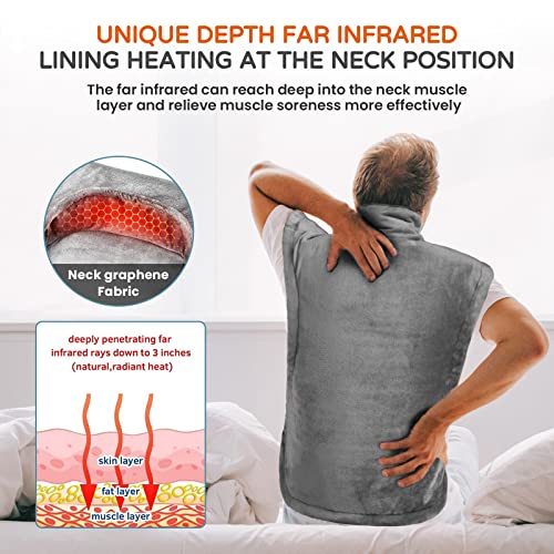 Heating Pad For Back Pain Relief, Large Electric Heating Pad For Neck And Shoulders Cramps, Heat Pad With Weighted Edge, 4 Heating Levels Auto Shut Off, Moist Therapy Options Washable 24"X35" #TOP1
