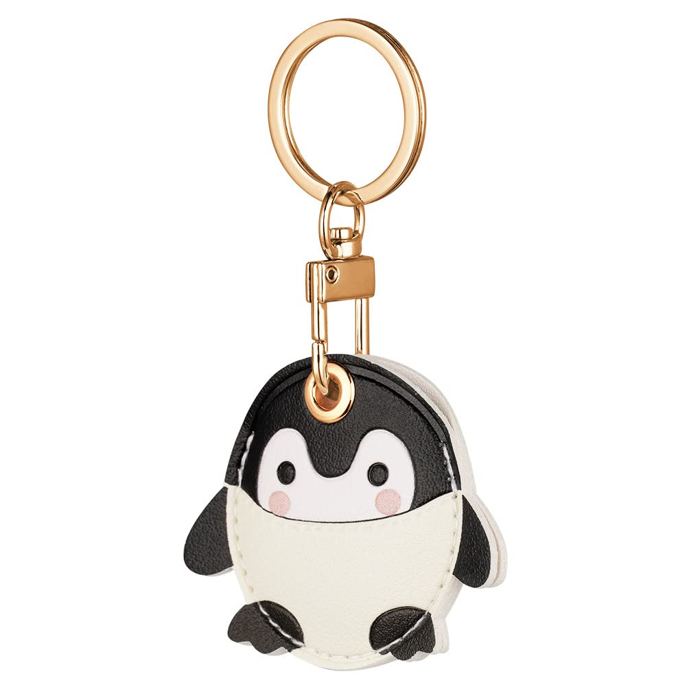 AXFEE 360° Protective Case for Apple Air-Tag, Penguin Leather Keyring Case, Holder for Air-Tags, Decorations for Key, Bag, Pet Collar