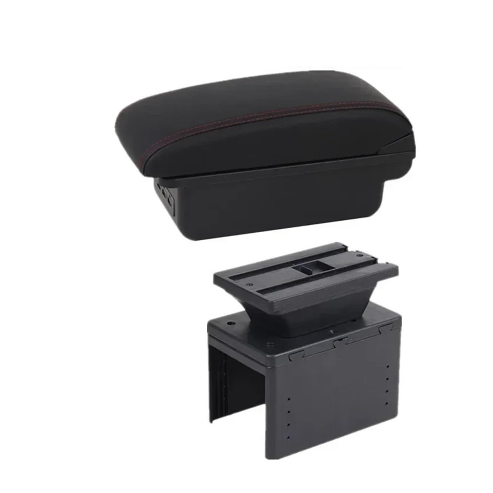 GBGWRMRYX Center Armrest Box For Fiesta MK8 Car Armrest Box Storage Box Dedicated Retrofit Interior Replacement Accessories Arm Rest(B1 red line 3USB)