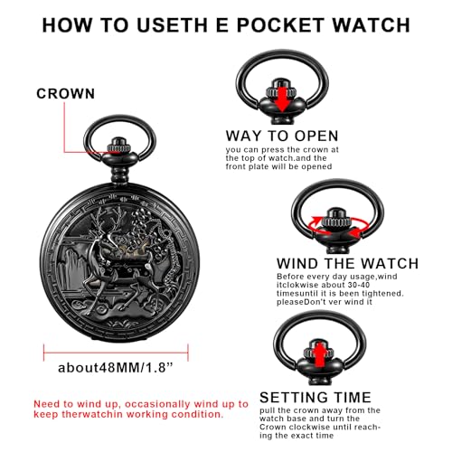 Image of Vintage Gold Double Sides Open Case Mechanical Men's Pocket Watch,Double Face Roman Dial Clock Hand Wind Pocket Watch for Men with FOB Chain