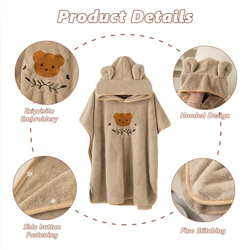 HAGOT Baby Badeponcho, Poncho Kinder Badetuch, Waschbares Baby Kapuzenhandtuch, Poncho Handtuch, für 0-3 Jahre, Kamel