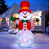 LEZZUNG 1.8 M Inflable Navidad Exterior Muñeco de Nieve, Adornos Inflables Navideños con Luces de LED Decoración...