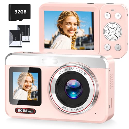 Hoorola Pink 5K Dual Screen Camera