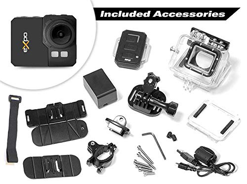 Image of Pyle Expo Sports Action Camera - HD 1080P Mini Hi-Res Camcorder w / Wifi, 20 MP Cam, 2 inch Screen USB SD Card HDMI, Battery - Waterproof Case, USB Cable, Wireless Remote Control, Mount - PSCHD90BK (Black)
