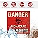 Biohazard Stickers, 2 Pack 7×7 Inch Red Vintage Industrial Style Biohazard Sign, Self-Adhesive Waterproof Vinyl Biohazard Warning Labels for Labs, Hospitals, Factories & Restricted Areas Durable, Reflective Decals, Soslina