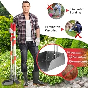 Pooper Scooper, Long Handle Dog Pooper Scooper, Heavy Duty Stainless Steel Rake with Tray & Spade Set for Pet Waste Removal, for Grass, Dirt or Gravel Pooper Scooper, Long Handle Dog Pooper Scooper, Heavy Duty Stainless Steel Rake with Tray & Spade Set for Pet Waste Removal, for Grass, Dirt or Gravel
