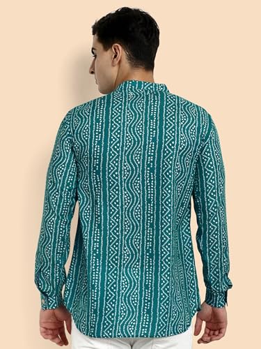 Image of Vardha Men's Cotton Printed Short Kurta with Comfortable Fit and Simple Style and Regular Look | Kurta for Men