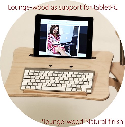 Lounge-Wood Natural - Notebook Stand, Supports Up To 17-18 Inch Laptops, Tablet, Ipad, Lectern For E-Book. Coolfit Cooling System, Mouse-Pad For External Mouse Or Smartphone #TOP4