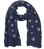 loop schal anker Maße: ca. 70 x 180cm Sonia Originelli Schal Langschal Anker Maritim Reliefdruck Fransen Sommer Farbe Marineblau