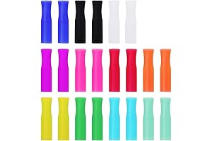 22Pcs Reusable Silicone Straw Tips, Fits For 1/4 Inch Wide Stainless Steel Straws
