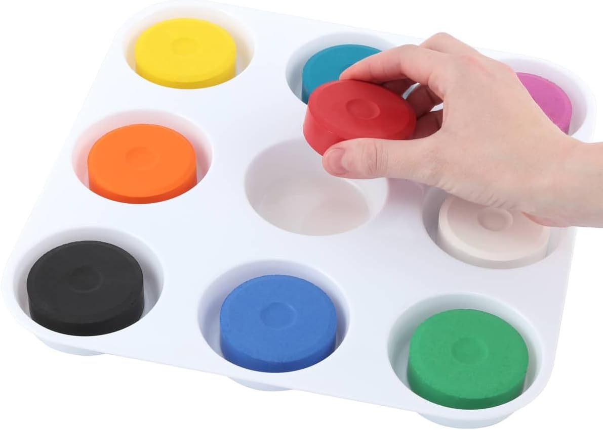 First Impressions Non-Toxic Tempera Paint Cakes - Vibrant Tempera Paint Cakes for Little Artists, Safe Painting, Kids Creativity, & More! - 12 Pack