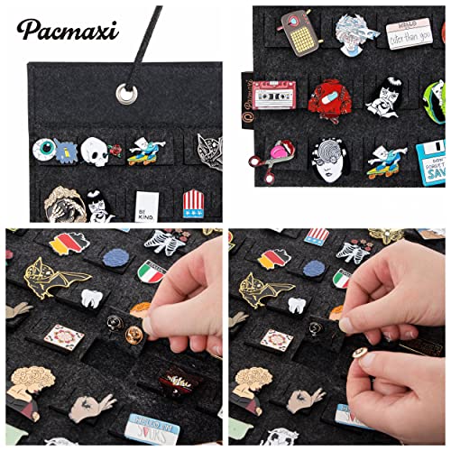 PACMAXI Hanging Brooch Pin Organizer, Display Pins Storage Case, Brooch Collection Storage Holder, Holds Up to 96 Pins.(Not Include Any Accessories) (S-96 Slots, Dark gray, Small) - Thumbnail 3