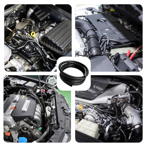 3 Meter Unterdruckschlauch Kfz(Innendurchmesser 4mm, Außendurchmesser 8mm), Vakuum Silikonschlauch Auto, Kühlmittel Schlauch für Auto Motor Verwendung und Turbosysteme, Schwarz