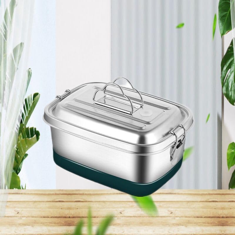Amazon.com: Ecqizer 饭盒学生上班族304不锈材质用于双层饭盒长方形