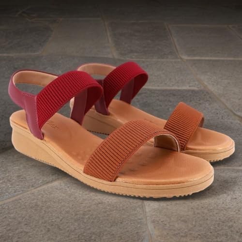 Sandália Usaflex Plataforma Tiras Elástico Feminina (Vermelho, BR, Adulto, Numérico, 36)