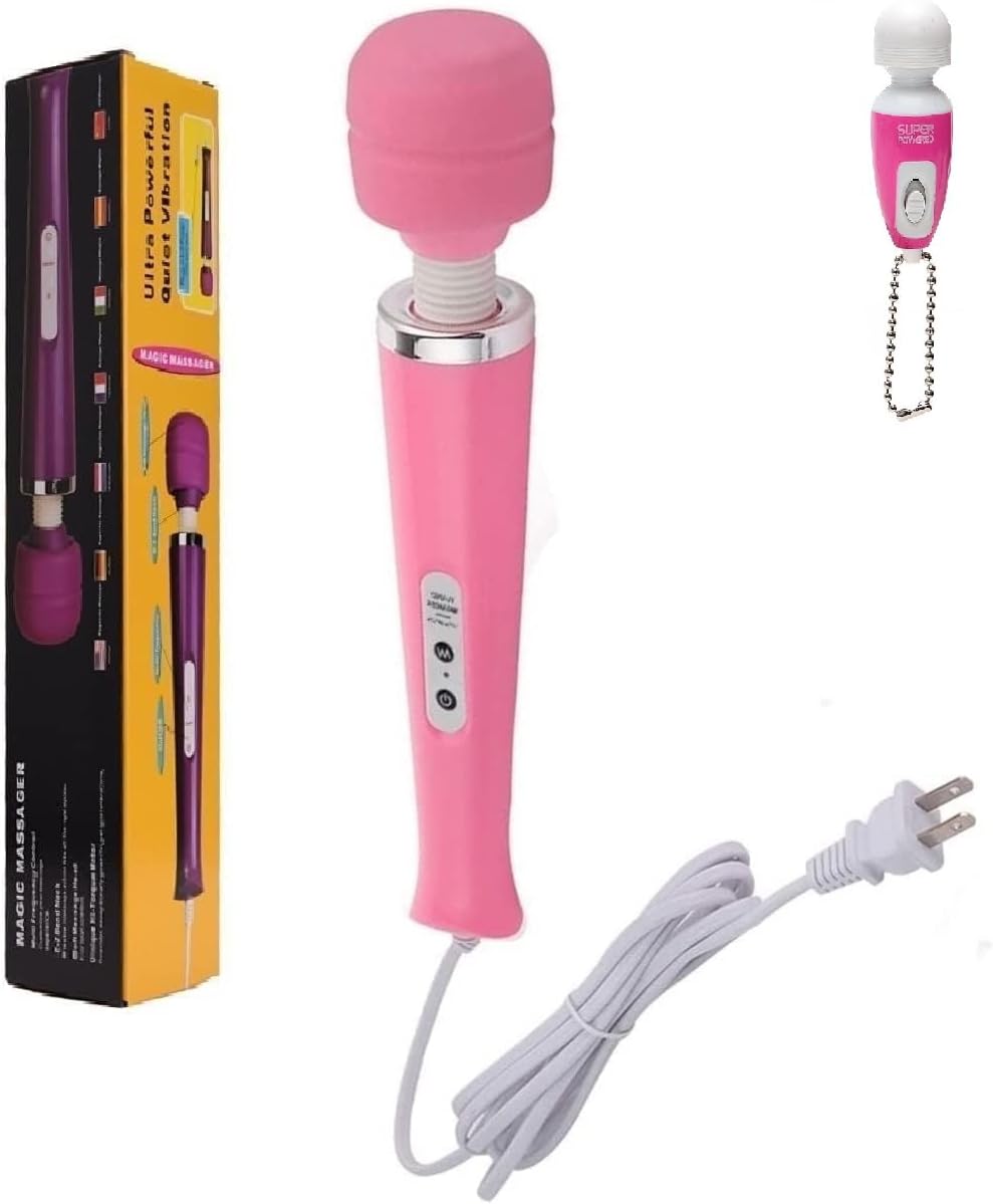 Gajoin Pink Powerful Big Handheld Electric Back Body Vibrating Massager for Woman Adult Sport Recovery Muscle ACH Pain Shoulder Neck Leg Hand Foot Massage Tool and Small Mini Keychain Toy