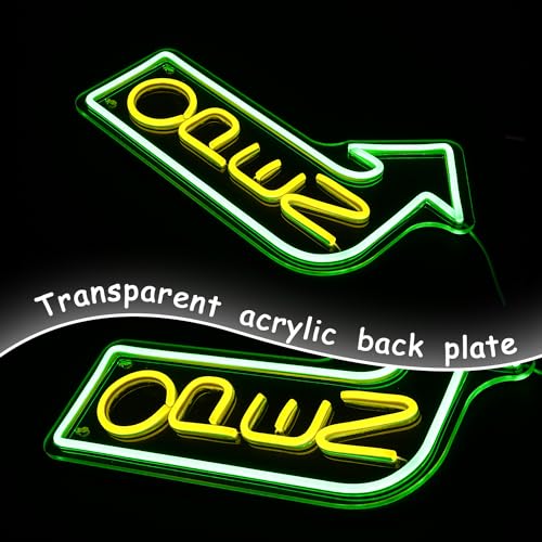 LMSIGNLY Open Neon Sign Arrow Neon Light Yellow Letter LED Neon Light Dimmable Open LED Sign for Business USB Powered Arrow Open Neon Lights for Party Bar Salon Shop - Image 4