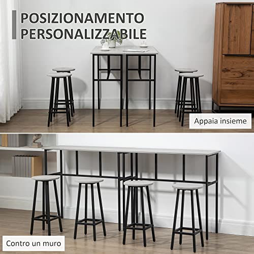 HOMCOM Set da Bar 6 Pezzi con 4 Sgabelli da Bar e