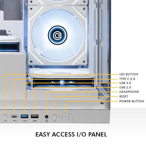Image of Circle Defender ZX7 Mid-Tower Gaming Cabinet - White | Supports ATX, M-ATX, ITX | Reverse Connector Motherboard Compatible | 3X Front, 3X Bottom, 1X Rear 120MM ARGB Fans with Infinity Mirror