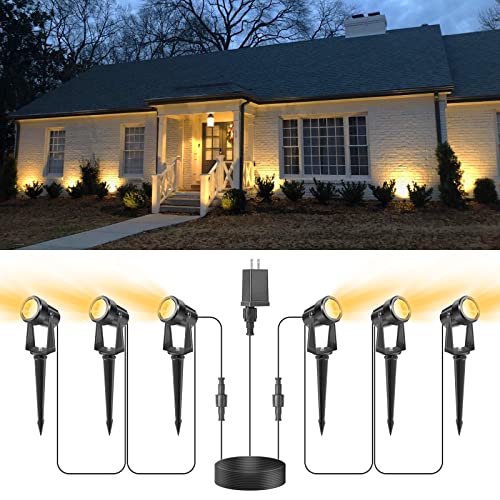 Volisun Outdoor Spotlights,Low Voltage Landscape Lights With Transformer And 75Ft Cable,Waterproof Landscape Lighting Spot Lights For House,Fence,Tree, Flags(6 Packs,Warm White) #TOP11