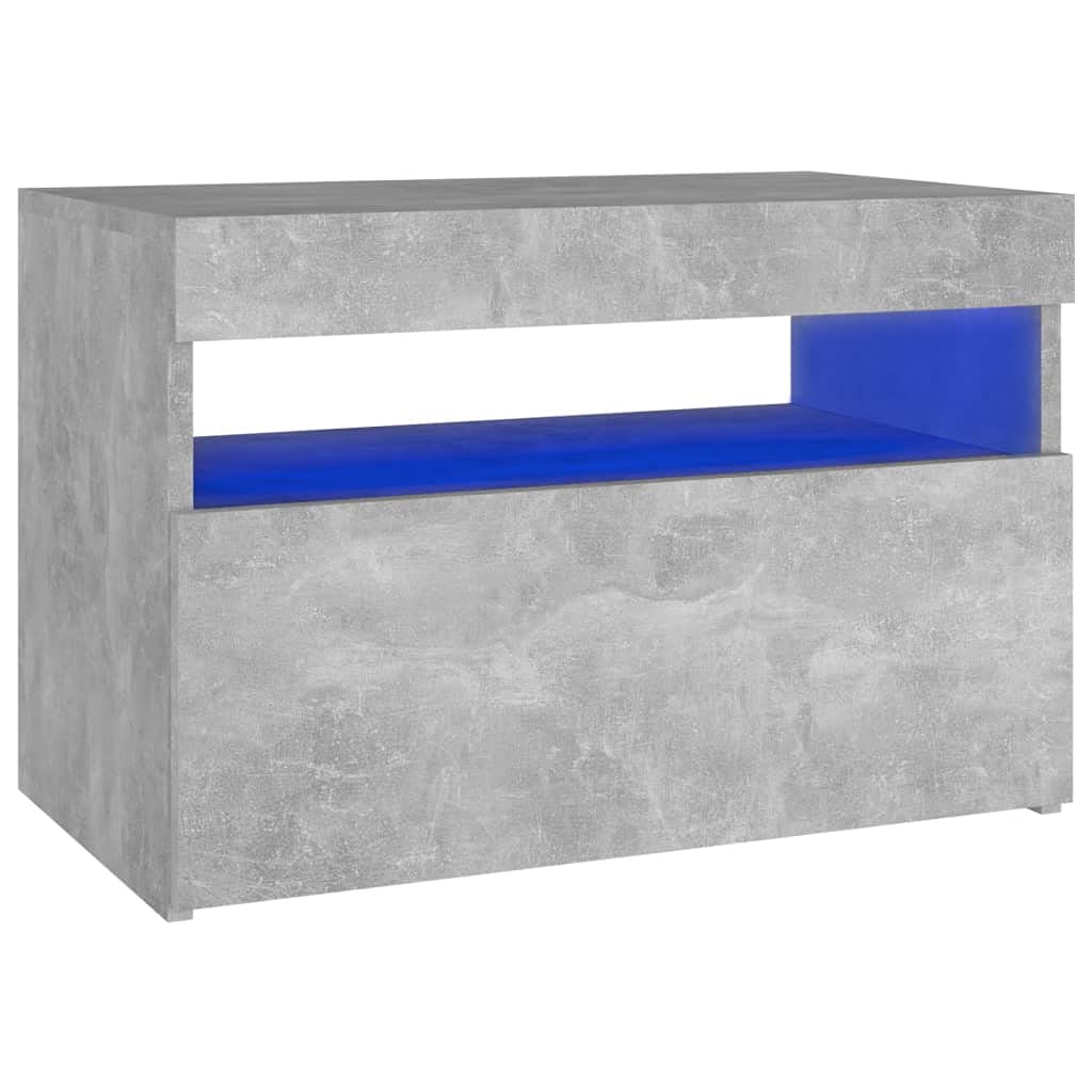 Moderner Nachttisch mit RGB LED Beleuchtung und USB Anschluss | Stabiler Nachttisch mit praktischem Stauraum | Automatische Farbwechsel Beleuchtung für elegantes Ambiente